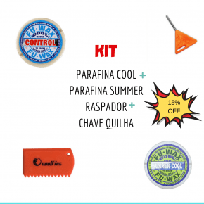 Kit Parafina Agua Gelada + Parafina Agua Morna + Raspador Parafina + chave quilha